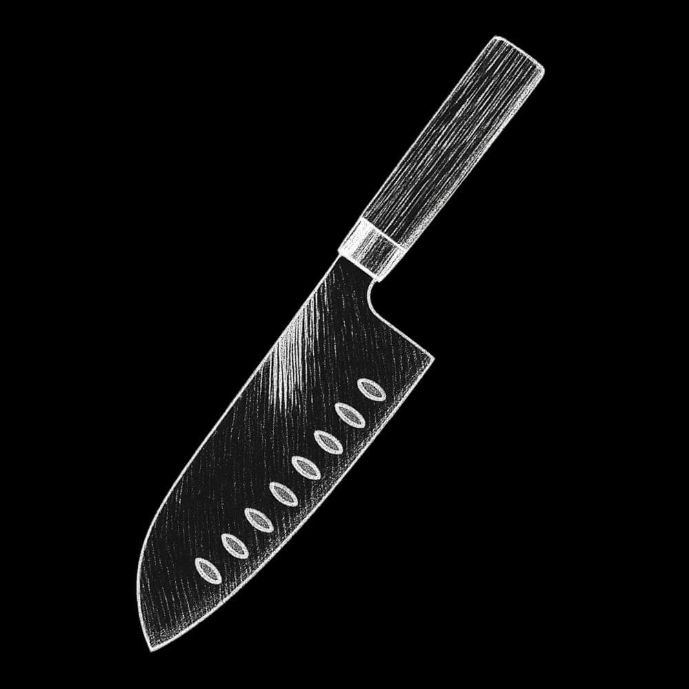 Collection couteau Santoku représentée par l'illustration d'un Santoku japonais