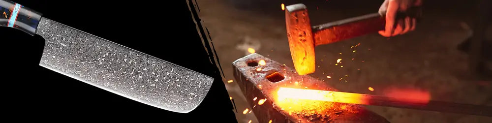La lame damassée 67 couches du Nakiri Murmure du Botan est forgée selon une technique artisanale garantissant robustesse netteté et unicité de chaque motif.