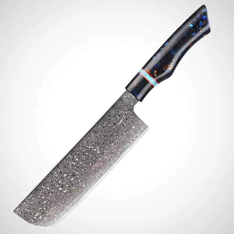 Nakiri Murmure de Botan présenté sur fond blanc mettant en valeur sa lame texturée et son manche galbé.