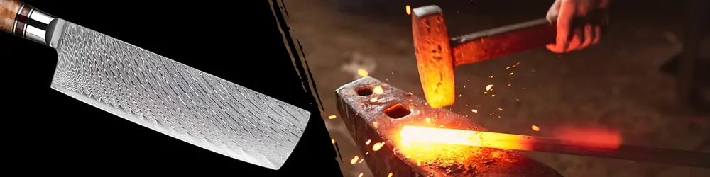 Lame damas 67 couches du Nakiri Vent de Kaede forgée selon un processus artisanal pour garantir tranchant résistance et esthétique unique.