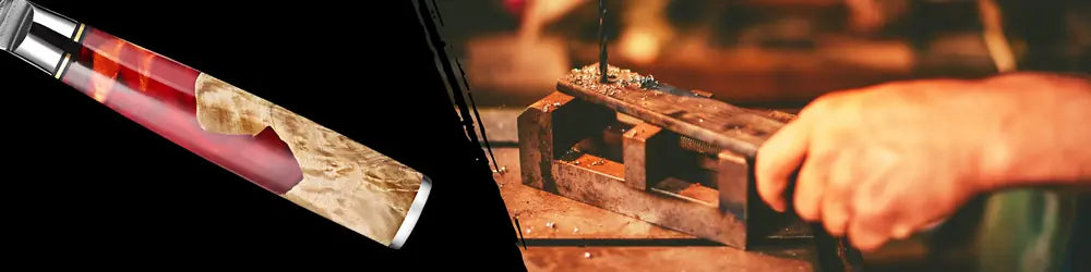Manche du Petty Lame du Gardien en bois noir riveté pensé pour l’équilibre l’adhérence et une ergonomie sans compromis.