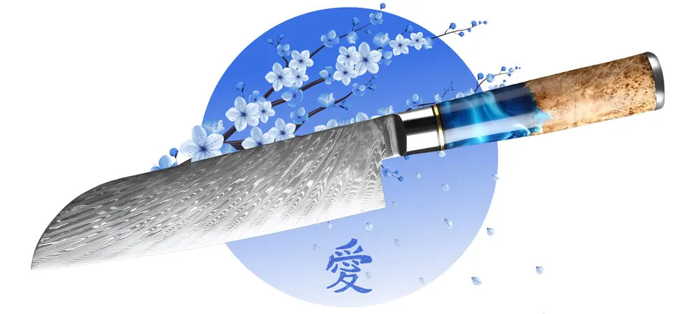 Avec le Santoku Voie des Astres chaque geste devient fluide et naturel grâce à un équilibre parfait entre lame et manche.