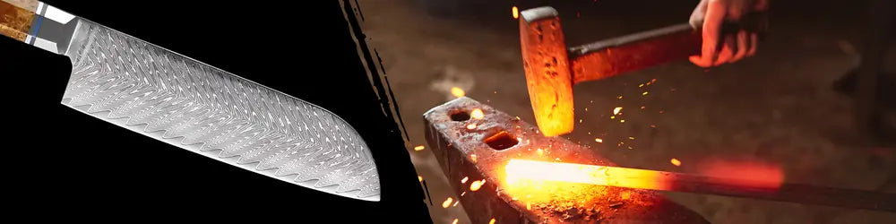  Couteau Santoku Japonais fabrication d'une lame ultra tranchante dans un atelier.
