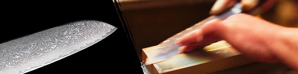 Processus d'aiguisage à 15 degrés en double biseau japonais du Santoku Japonais lame céleste.