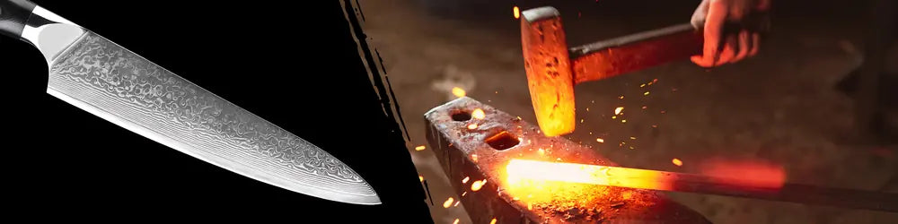 Lame du Gyuto Lame du Gardien en acier damassé 67 couches, conçue pour solidité, longévité et précision de coupe.